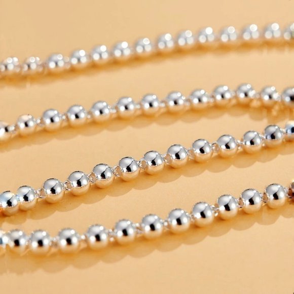 NEW 925 Sterling Silver 18'' Bead Necklace - Picture 2 of 6